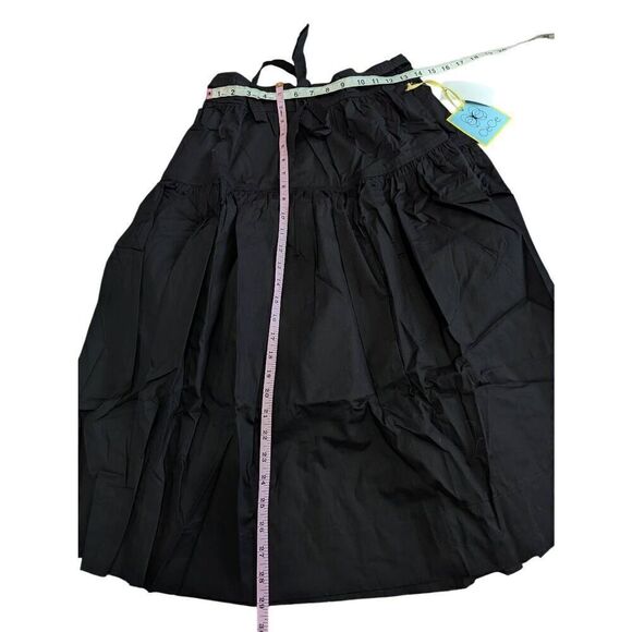 CeCe black tie-waist cotton blend skirt size 6 - Picture 3 of 8